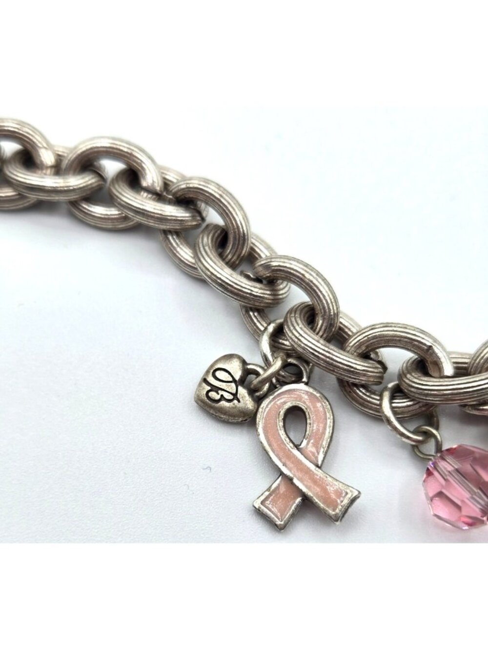 Brighton Charm Bracelet Love Locket Trust Accept Love Heals Charm Pink Ribbon - Picture 12 of 16
